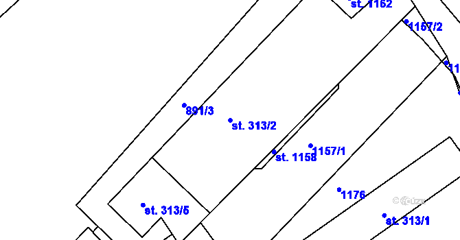 Parcela st. 313/2 v KÚ Chrast, Katastrální mapa