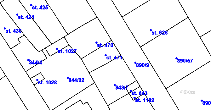 Parcela st. 471 v KÚ Chrast, Katastrální mapa