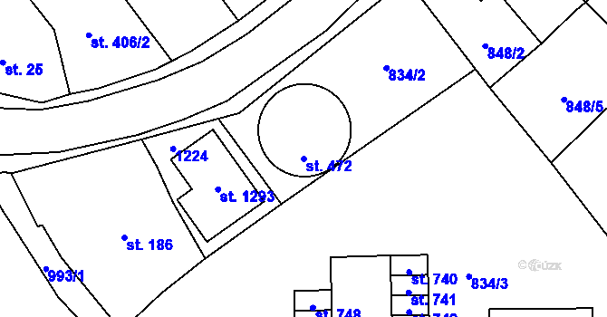 Parcela st. 472 v KÚ Chrast, Katastrální mapa