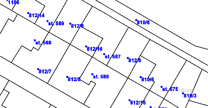 Parcela st. 587 v KÚ Chrast, Katastrální mapa