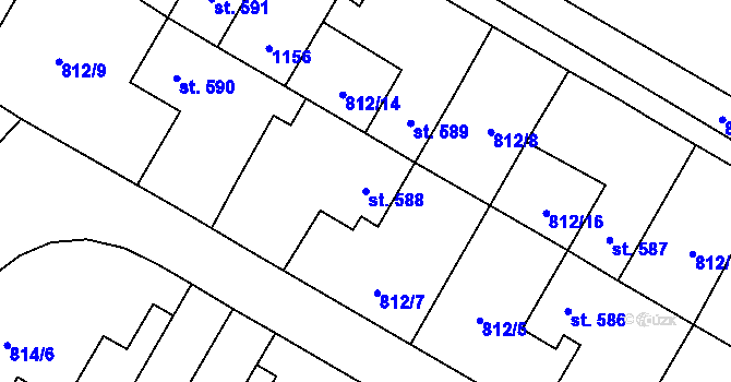 Parcela st. 588 v KÚ Chrast, Katastrální mapa