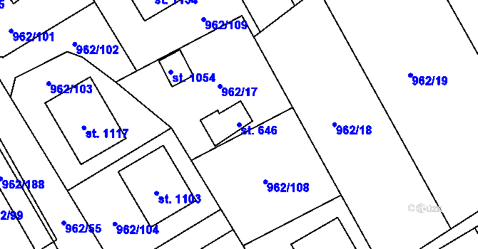 Parcela st. 646 v KÚ Chrast, Katastrální mapa