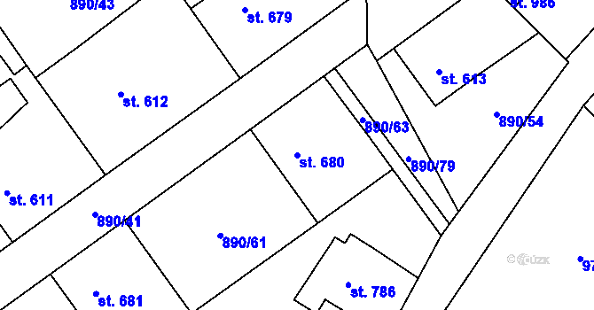 Parcela st. 680 v KÚ Chrast, Katastrální mapa
