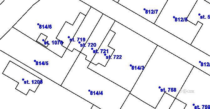 Parcela st. 722 v KÚ Chrast, Katastrální mapa