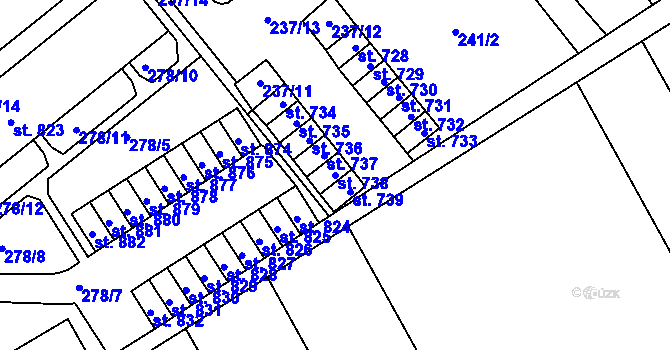 Parcela st. 738 v KÚ Chrast, Katastrální mapa