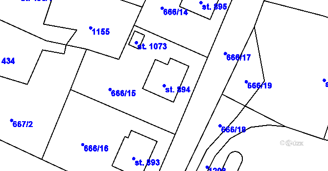 Parcela st. 894 v KÚ Chrast, Katastrální mapa