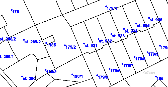 Parcela st. 931 v KÚ Chrast, Katastrální mapa