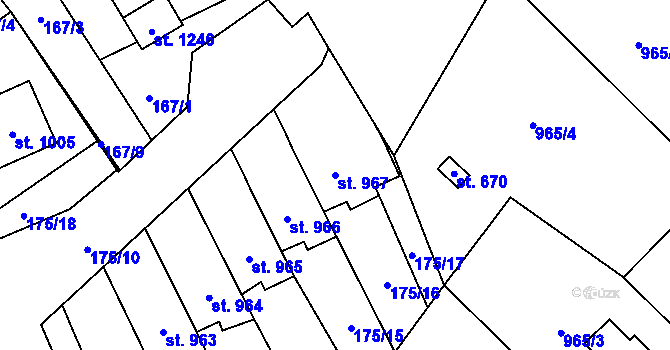 Parcela st. 967 v KÚ Chrast, Katastrální mapa