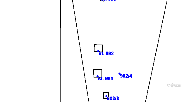 Parcela st. 992 v KÚ Chrast, Katastrální mapa