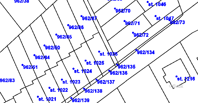 Parcela st. 1026 v KÚ Chrast, Katastrální mapa