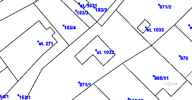 Parcela st. 1032 v KÚ Chrast, Katastrální mapa