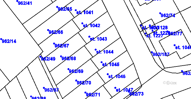 Parcela st. 1044 v KÚ Chrast, Katastrální mapa