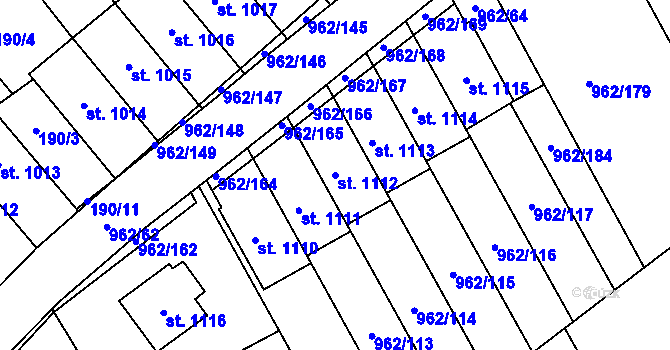 Parcela st. 1112 v KÚ Chrast, Katastrální mapa