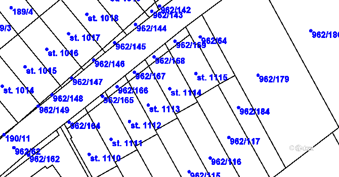 Parcela st. 1114 v KÚ Chrast, Katastrální mapa