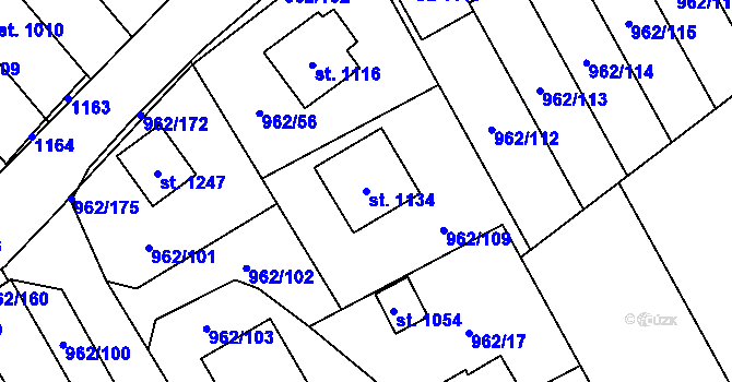 Parcela st. 1134 v KÚ Chrast, Katastrální mapa