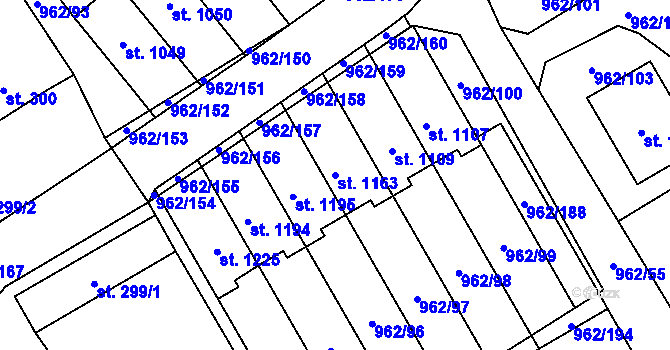 Parcela st. 1163 v KÚ Chrast, Katastrální mapa