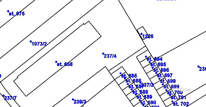 Parcela st. 237/4 v KÚ Chrast, Katastrální mapa