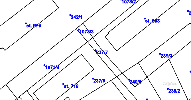 Parcela st. 237/7 v KÚ Chrast, Katastrální mapa