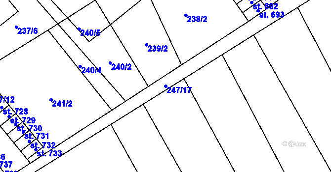 Parcela st. 247/17 v KÚ Chrast, Katastrální mapa
