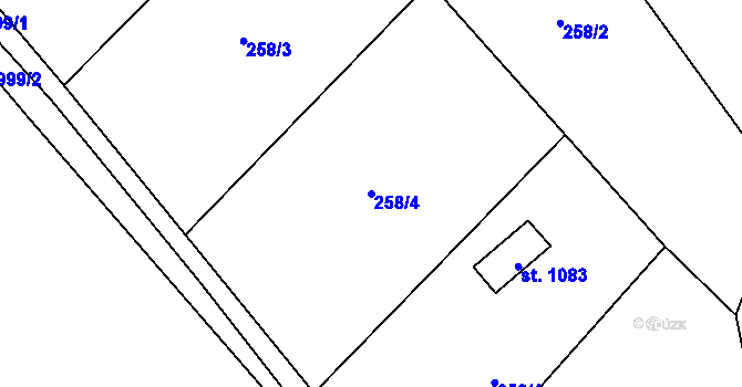 Parcela st. 258/4 v KÚ Chrast, Katastrální mapa