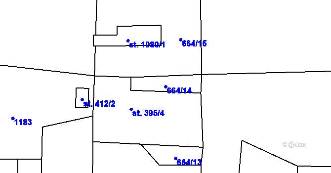 Parcela st. 664/14 v KÚ Chrast, Katastrální mapa