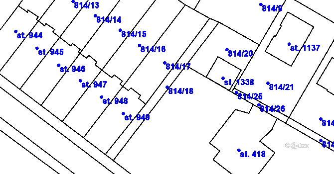 Parcela st. 814/18 v KÚ Chrast, Katastrální mapa