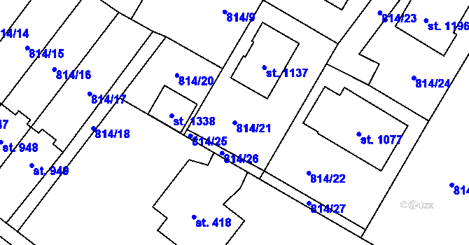 Parcela st. 814/21 v KÚ Chrast, Katastrální mapa