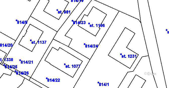 Parcela st. 814/24 v KÚ Chrast, Katastrální mapa