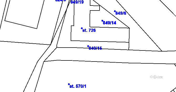 Parcela st. 849/15 v KÚ Chrast, Katastrální mapa