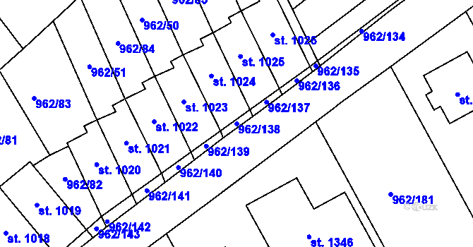 Parcela st. 962/138 v KÚ Chrast, Katastrální mapa