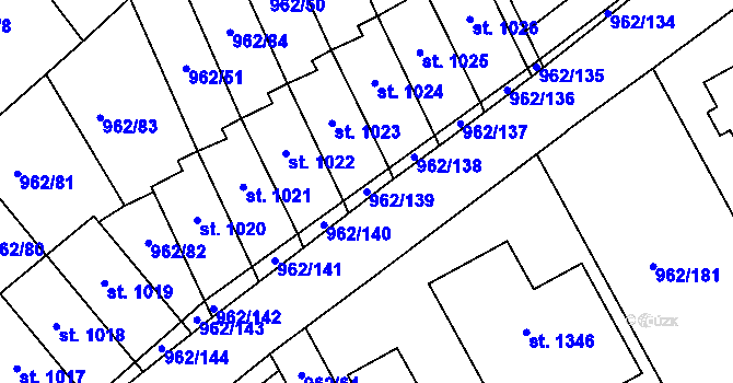 Parcela st. 962/139 v KÚ Chrast, Katastrální mapa