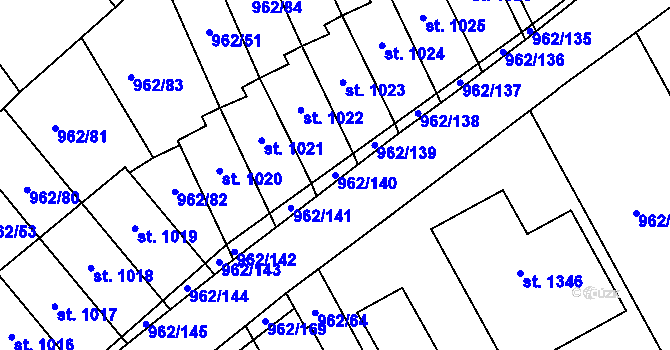 Parcela st. 962/140 v KÚ Chrast, Katastrální mapa