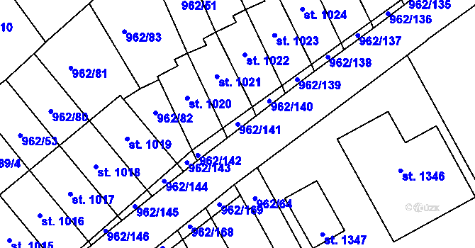 Parcela st. 962/141 v KÚ Chrast, Katastrální mapa