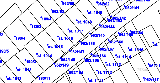 Parcela st. 962/146 v KÚ Chrast, Katastrální mapa