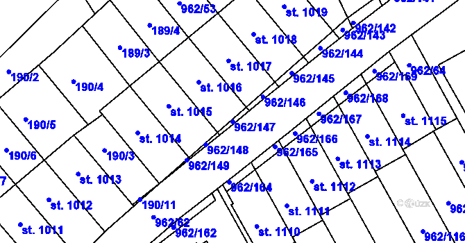 Parcela st. 962/147 v KÚ Chrast, Katastrální mapa