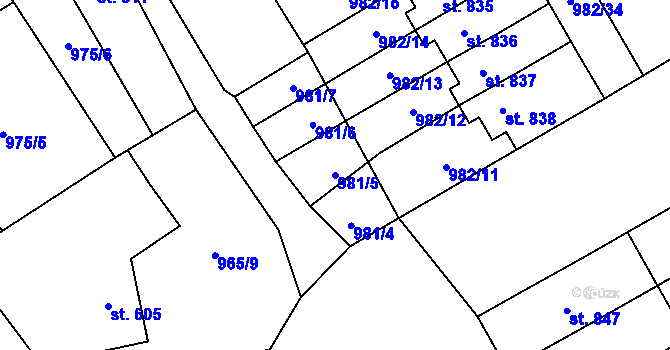 Parcela st. 981/5 v KÚ Chrast, Katastrální mapa