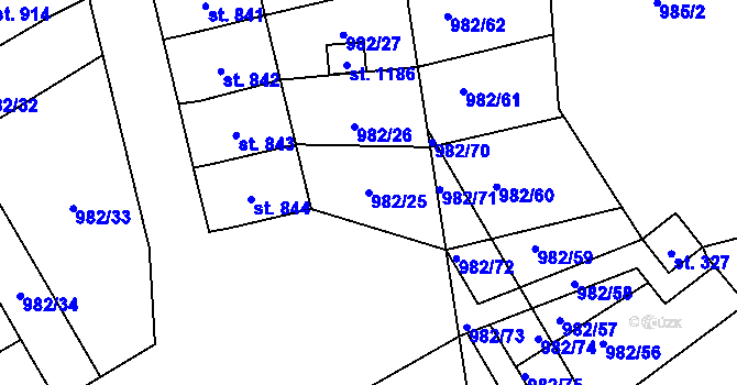 Parcela st. 982/25 v KÚ Chrast, Katastrální mapa
