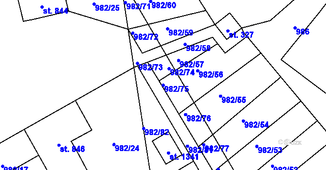 Parcela st. 982/75 v KÚ Chrast, Katastrální mapa