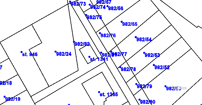 Parcela st. 982/81 v KÚ Chrast, Katastrální mapa
