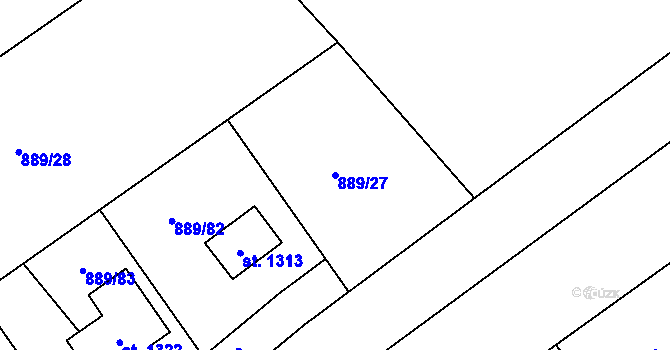 Parcela st. 889/27 v KÚ Chrast, Katastrální mapa