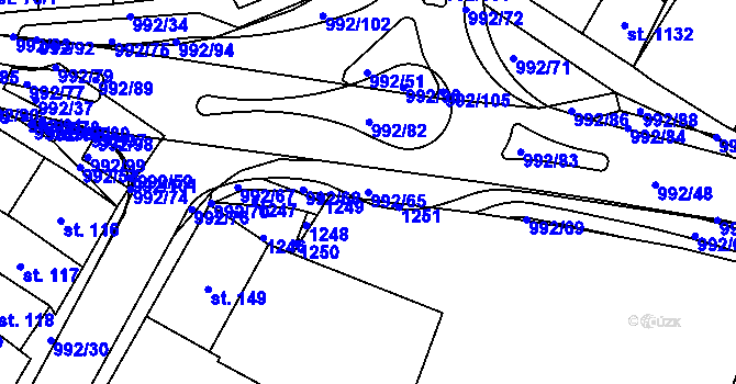 Parcela st. 992/65 v KÚ Chrast, Katastrální mapa