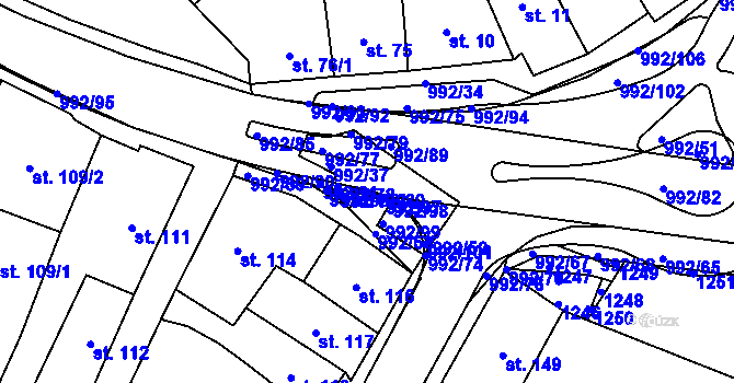 Parcela st. 992/80 v KÚ Chrast, Katastrální mapa