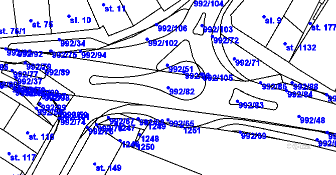 Parcela st. 992/82 v KÚ Chrast, Katastrální mapa