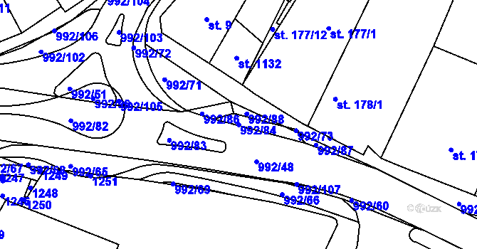 Parcela st. 992/84 v KÚ Chrast, Katastrální mapa
