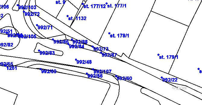 Parcela st. 992/87 v KÚ Chrast, Katastrální mapa