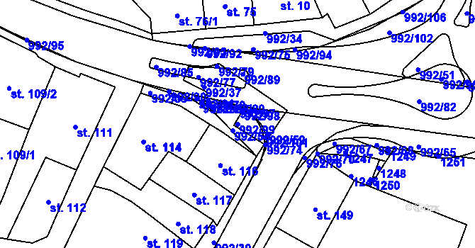 Parcela st. 992/99 v KÚ Chrast, Katastrální mapa