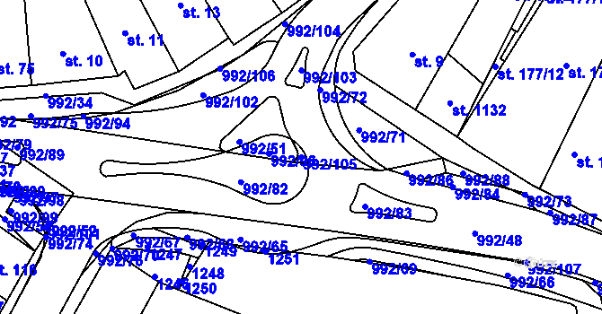 Parcela st. 992/105 v KÚ Chrast, Katastrální mapa