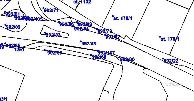 Parcela st. 992/107 v KÚ Chrast, Katastrální mapa