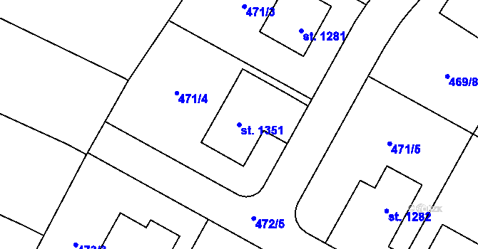 Parcela st. 1351 v KÚ Chrast, Katastrální mapa