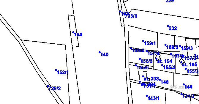 Parcela st. 140 v KÚ Andělská Hora u Chrastavy, Katastrální mapa